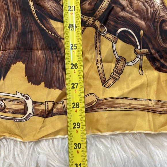 Vintage Equestrian Scarf Satin Twill Hand Painted Japan Horses Bits Bridles Belt - Picture 8 of 8